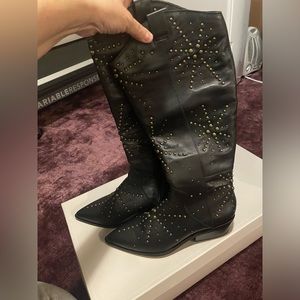 1. State Leather rhinestone leather boots new